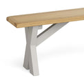 Lundy Grey Crossed Leg Dining Bench - Close Up of Cross Section