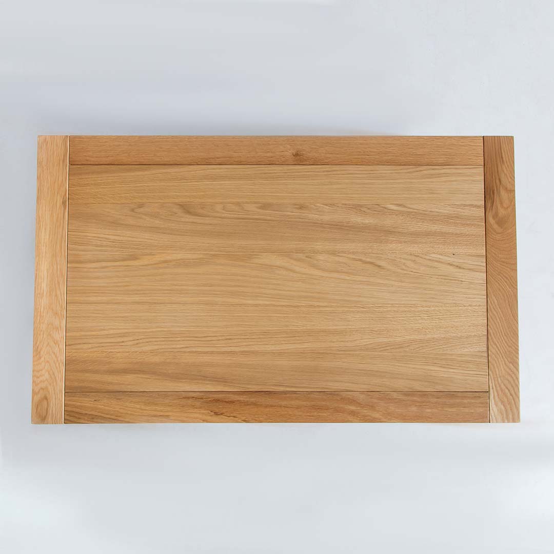Top view of oak table top on the Chichester Charcoal Coffee Table
