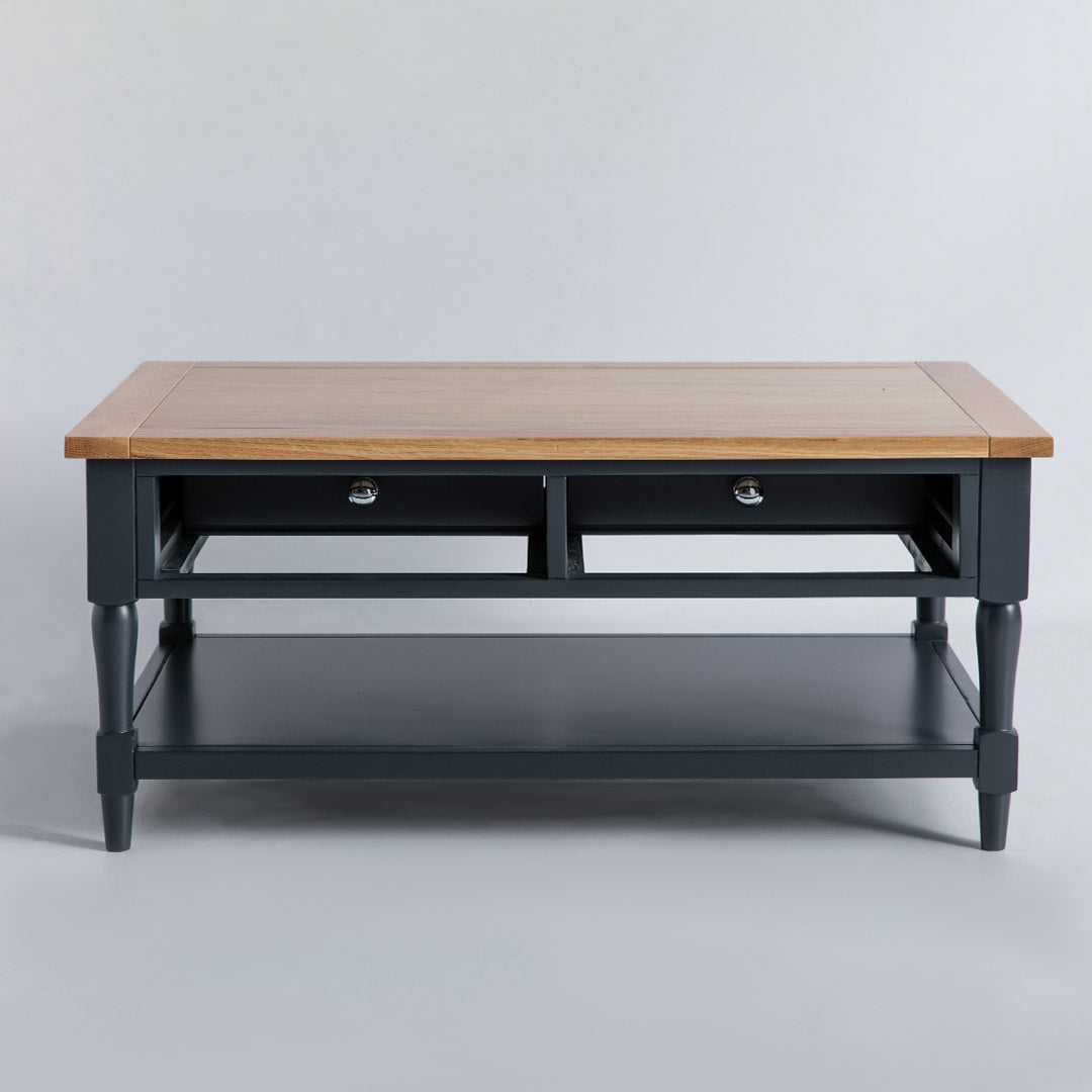 Reversible drawers on the Chichester Charcoal Coffee Table