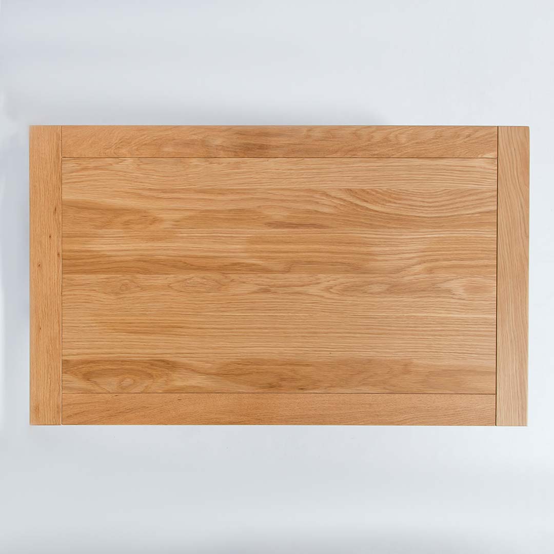 top view of the oak table top on the Chichester Ivory Coffee Table