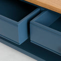 Close up of the drawer joints on the Chichester Stiffkey Blue Coffee Table