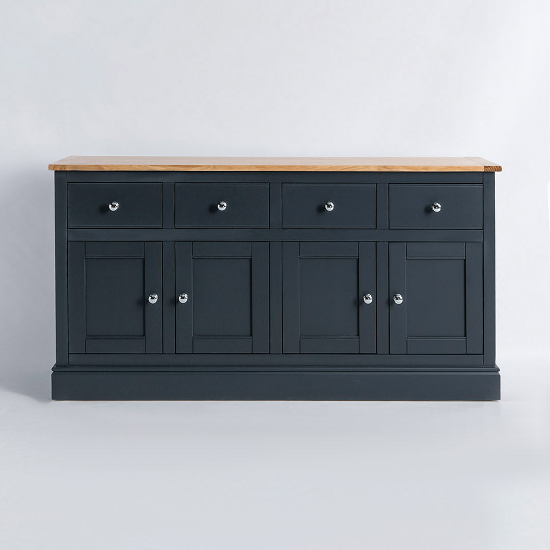 Front view of the Chichester Charcoal Black 4 Door Sideboard