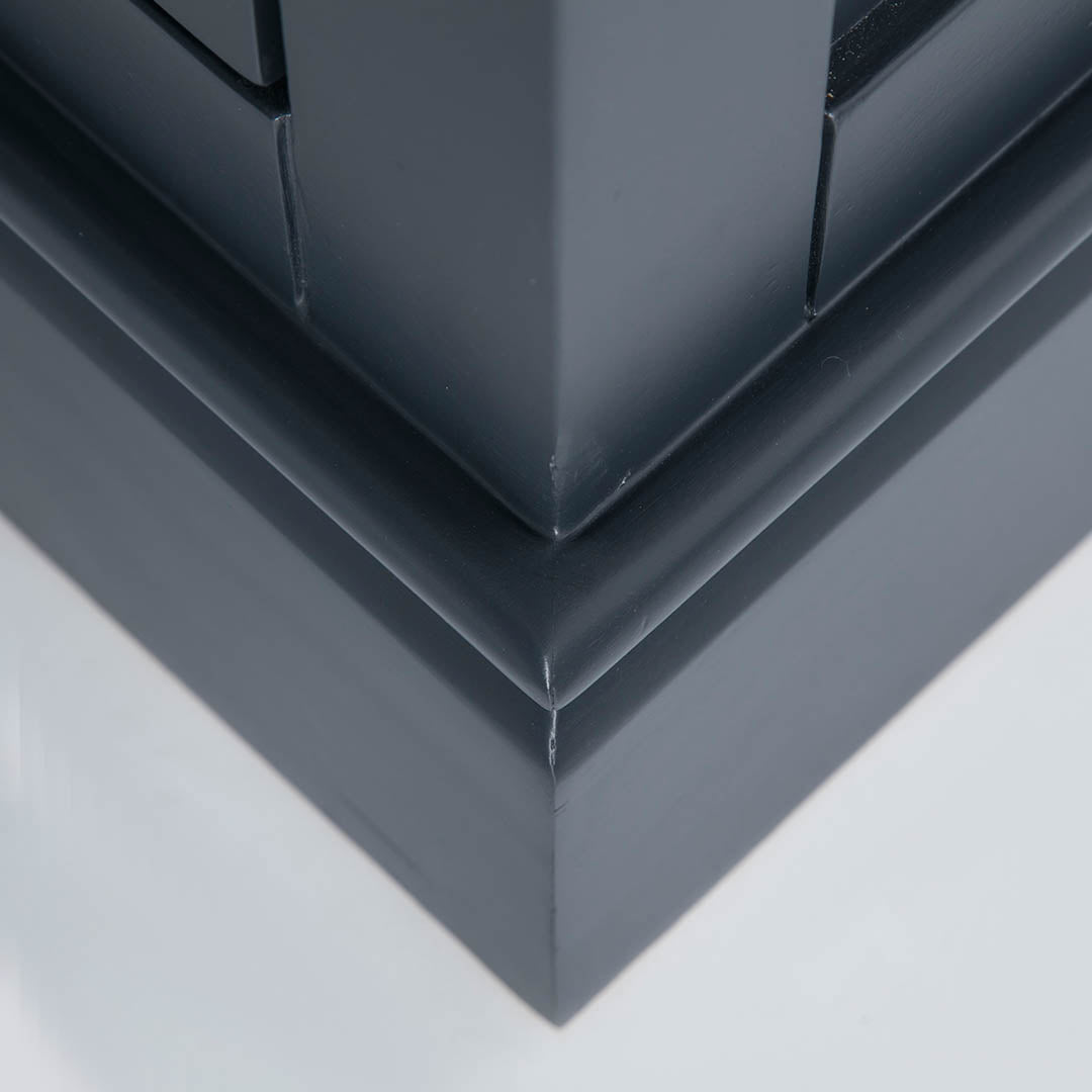 Close up of the black plinth base on the Chichester Charcoal Extra Large Sideboard