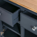 Close up of the black drawer joints on the Chichester Charcoal Extra Large Sideboard