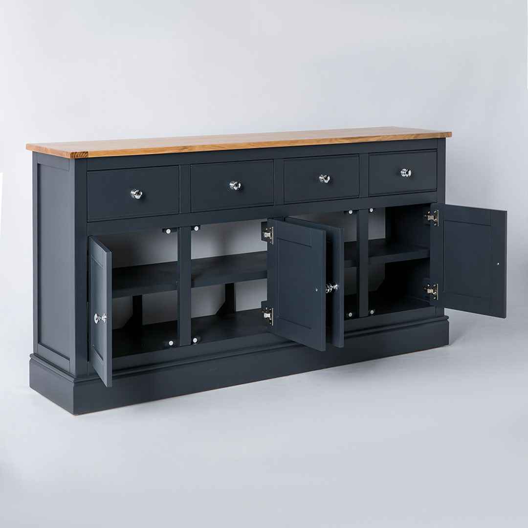 Opened door view of the Chichester Charcoal Extra Large Sideboard Cabinet