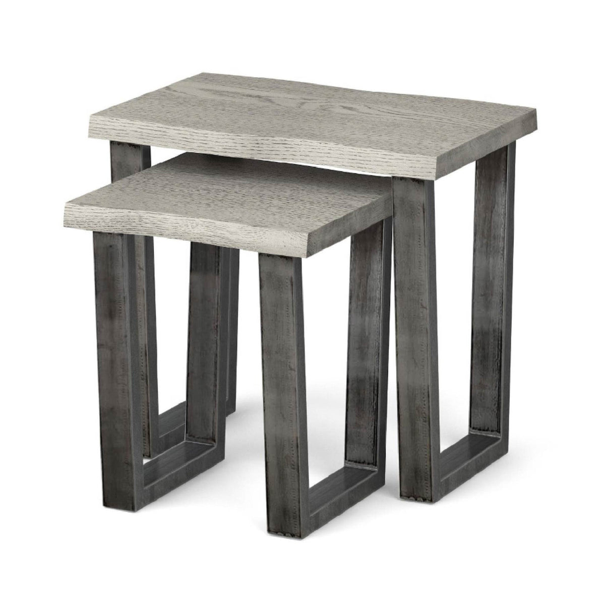 Soho Grey Industrial Wood & Metal Nest of Tables - Side view
