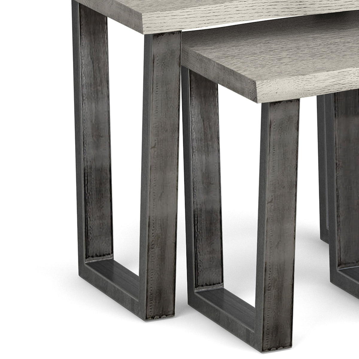 Soho Grey Industrial Wood & Metal Nest of Tables - Close up of legs