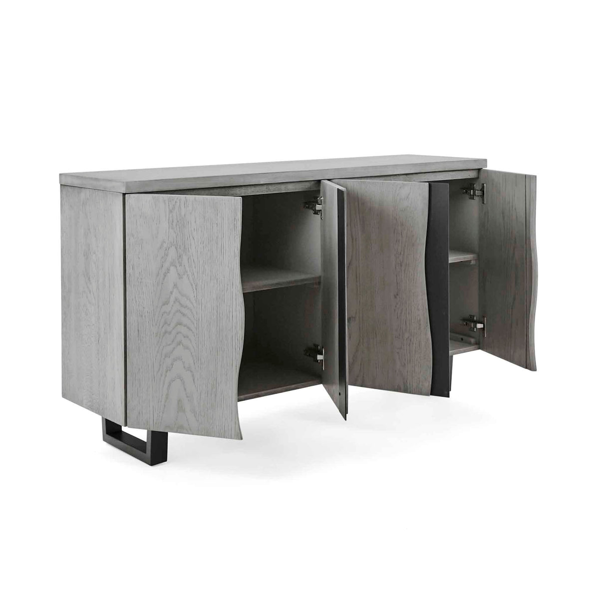 Soho Large Sideboard - Side view with cupboard doors opening