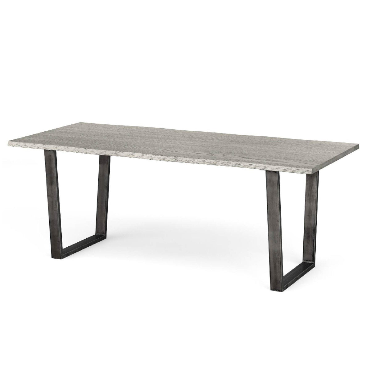 Soho Large Industrial Grey Dining Table with Oak Top and Metal Legs - Side view