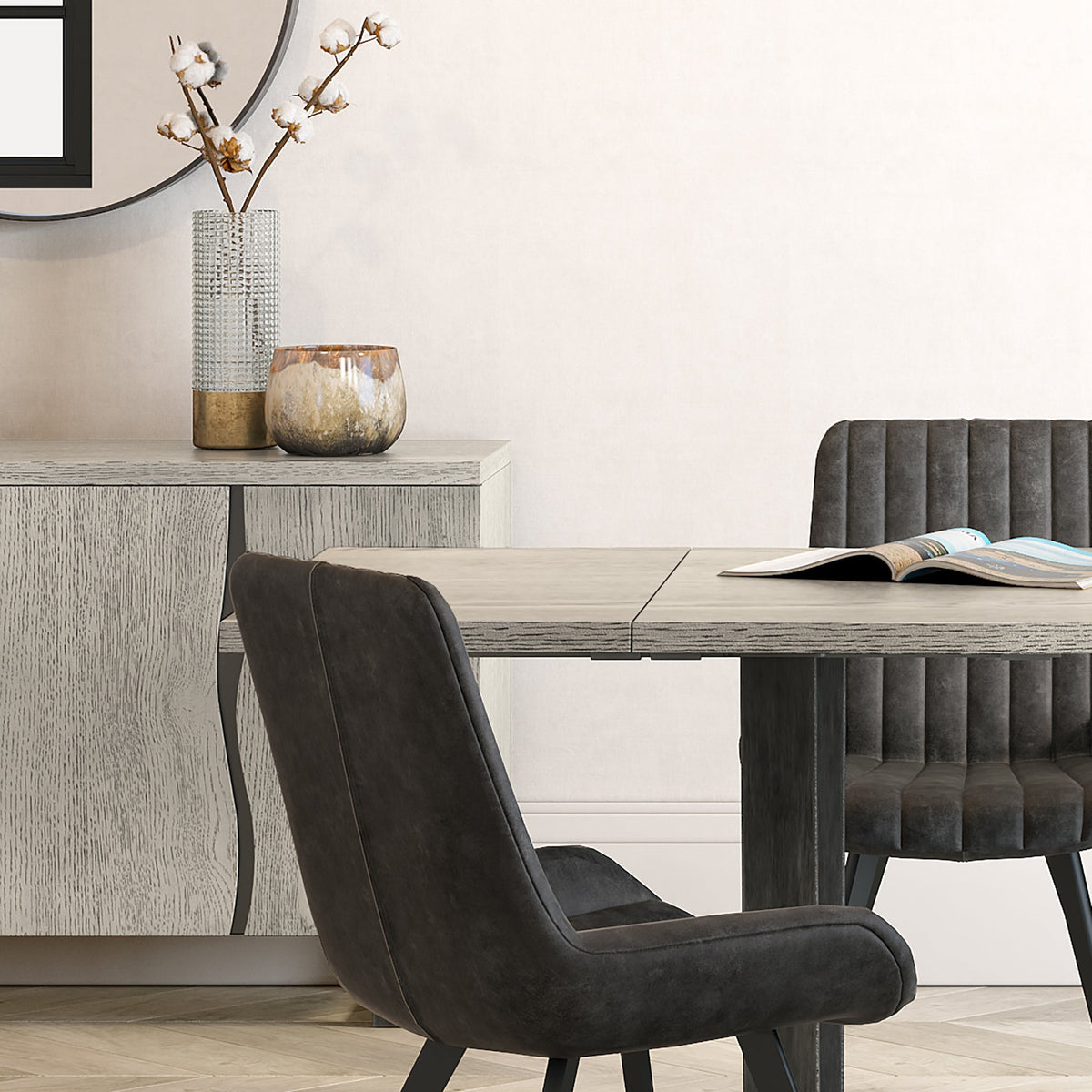 Soho Grey Dining Table Extension Leaf - Lifestyle