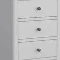 close up of gunmetal handles on the Elgin Grey Tallboy Chest of Drawers