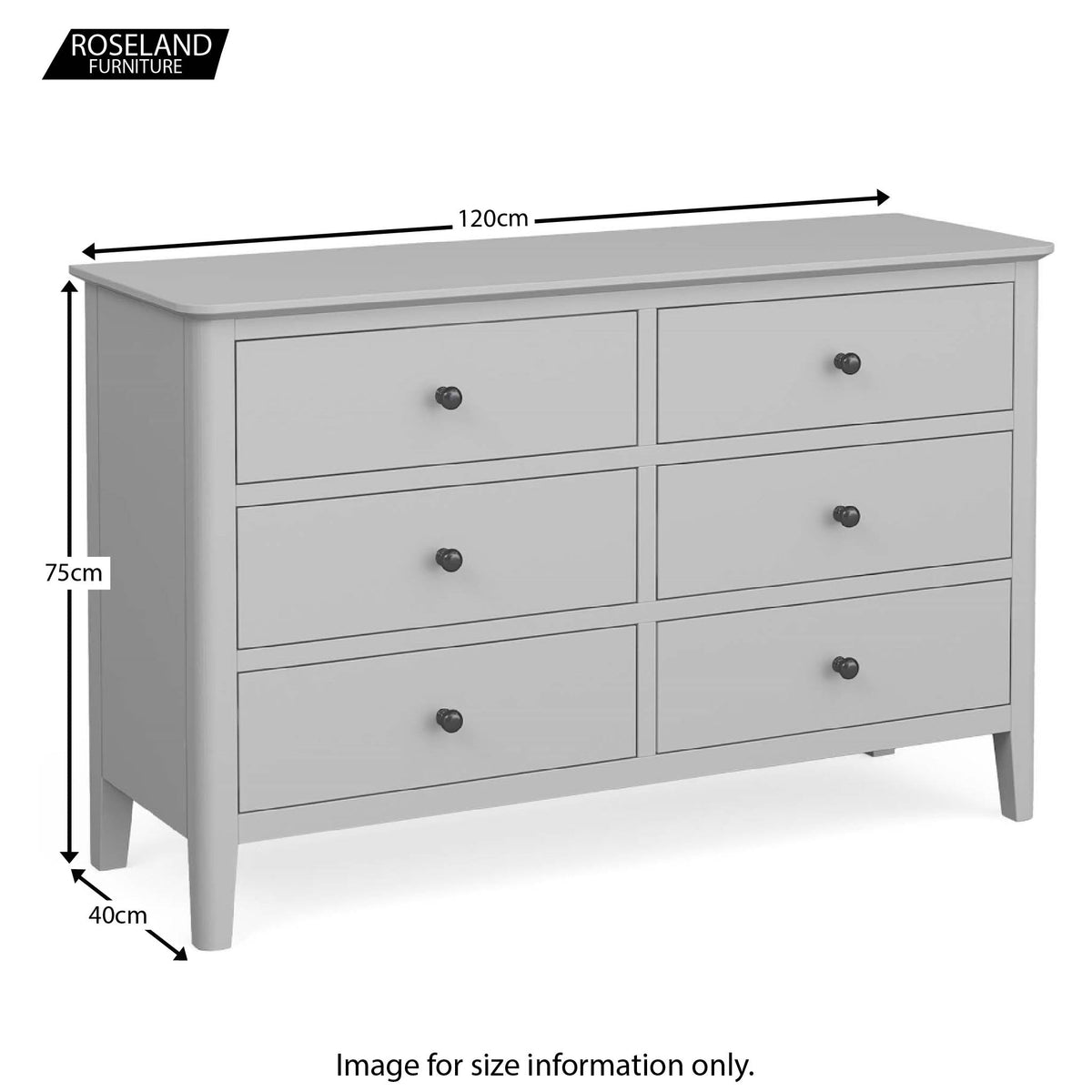 Elgin Grey 3 over 3 Chest of Drawers size guide