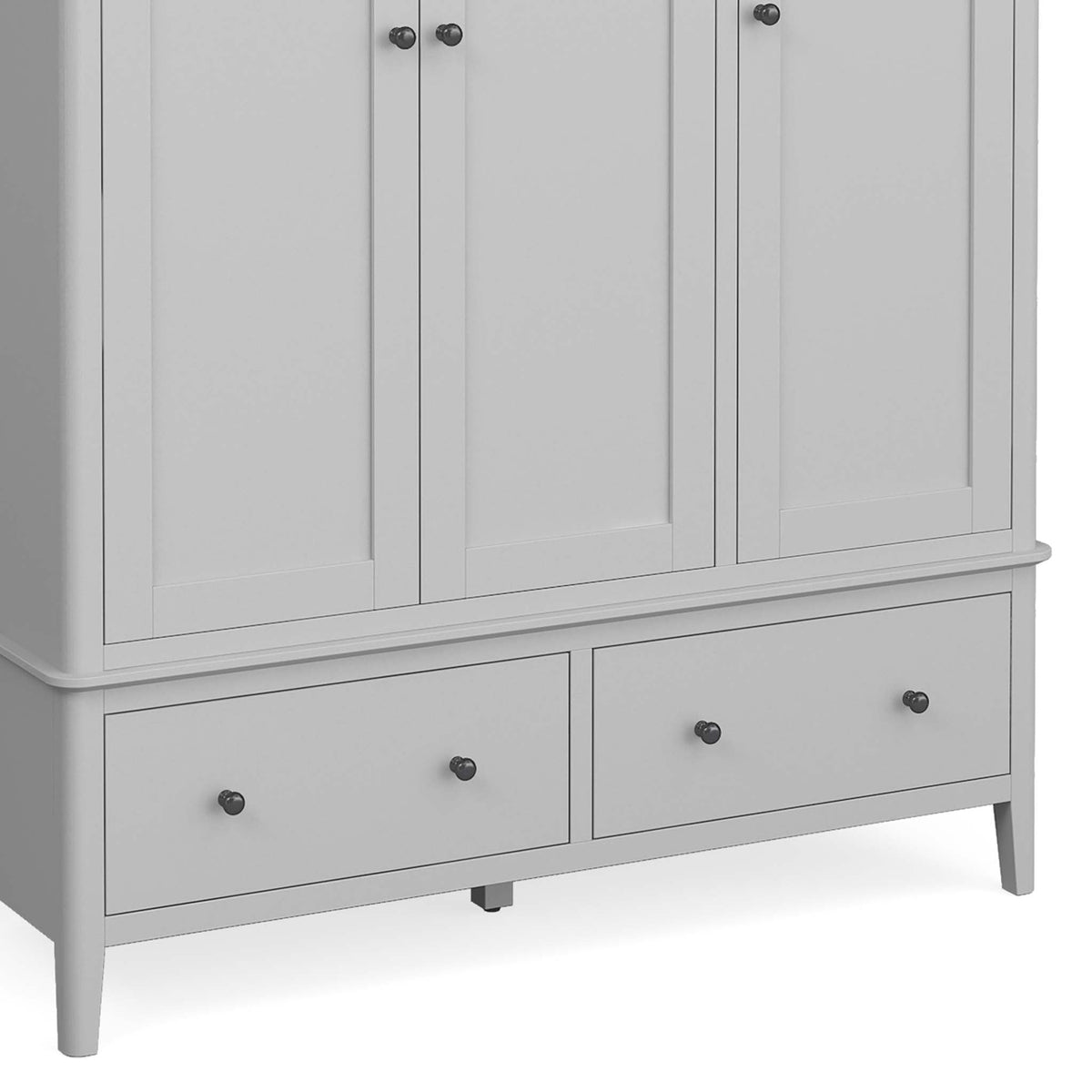 close up of 2 drawers on the Elgin Grey Triple Wardrobe