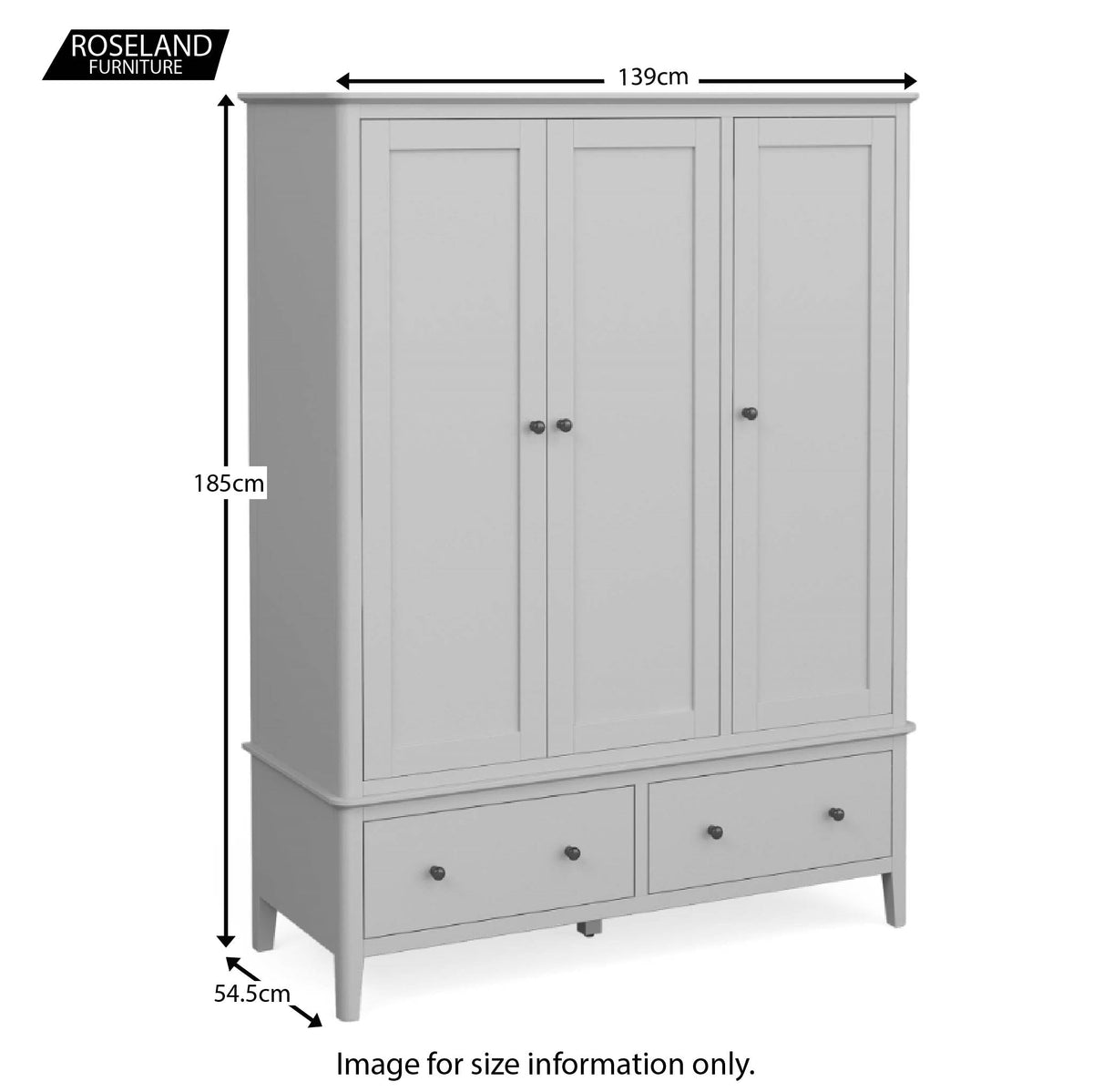 Elgin Grey Triple Wardrobe size guide