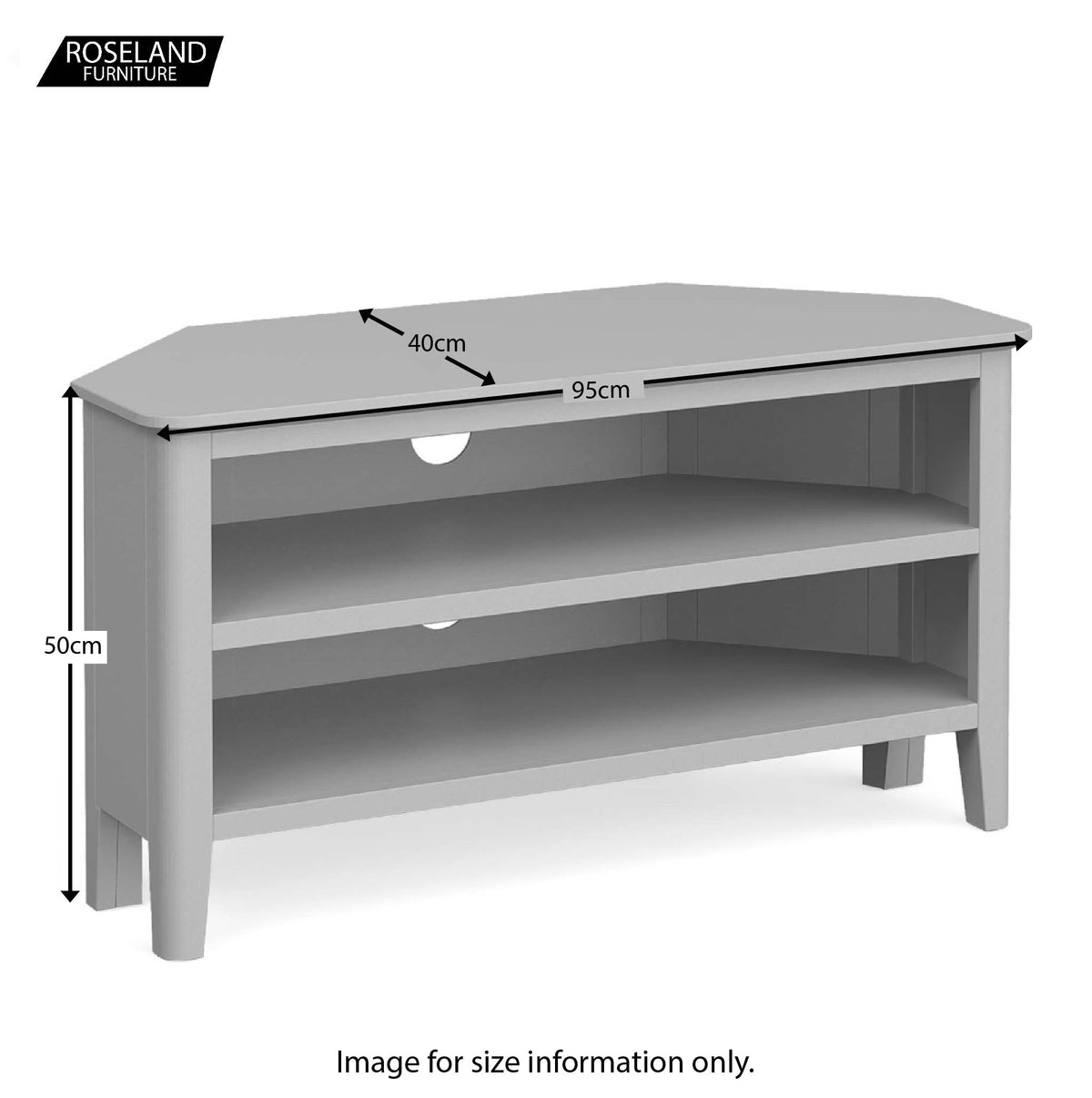 Elgin Grey corner TV stand size guide