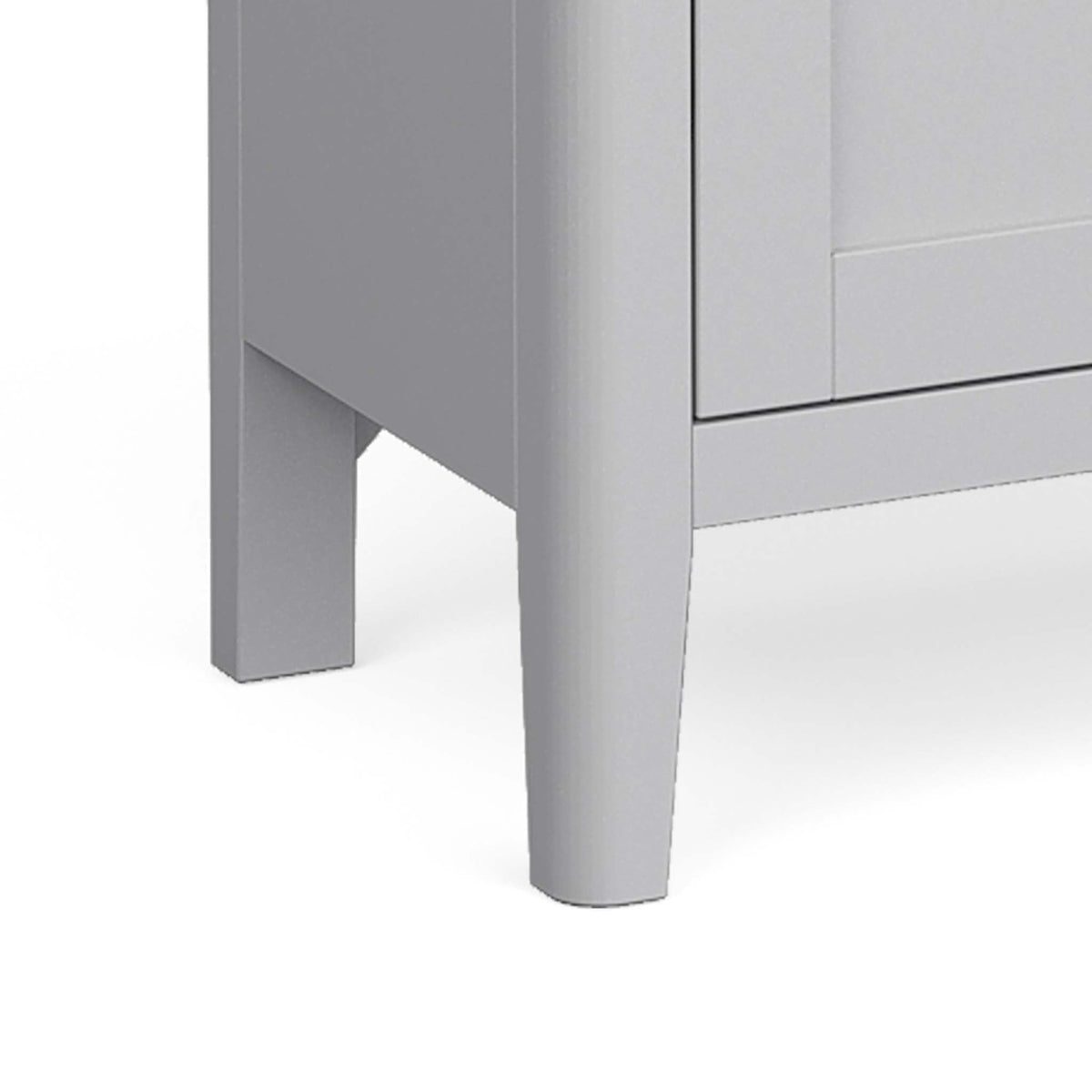 close up of tapered legs on the Elgin Grey Mini Sideboard cabinet