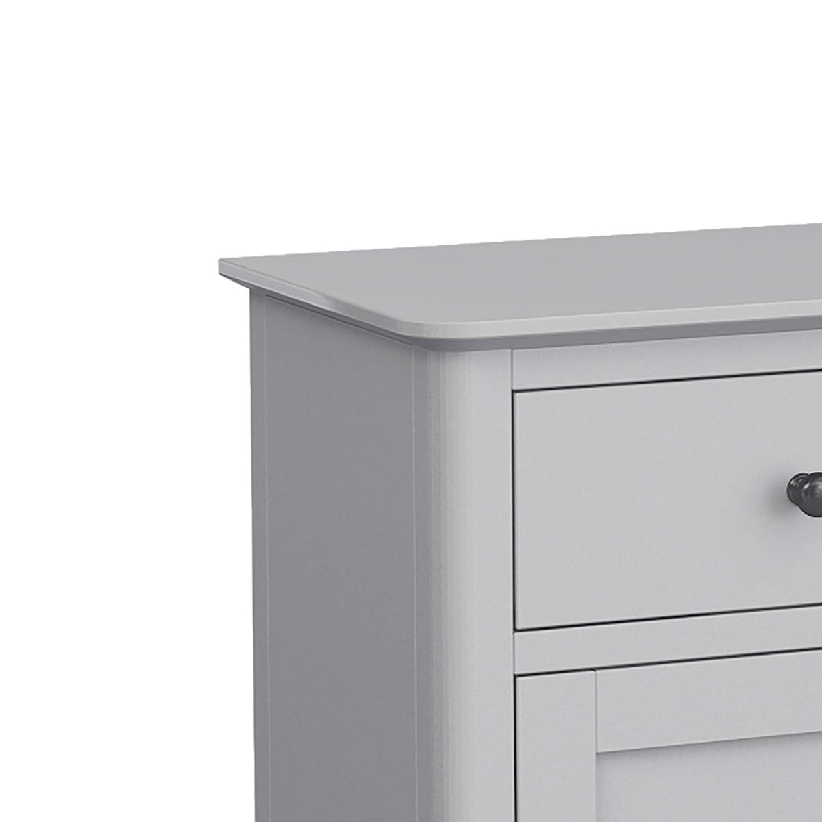 close up of sleek top egde on the Elgin Grey Large Sideboard Cabinet
