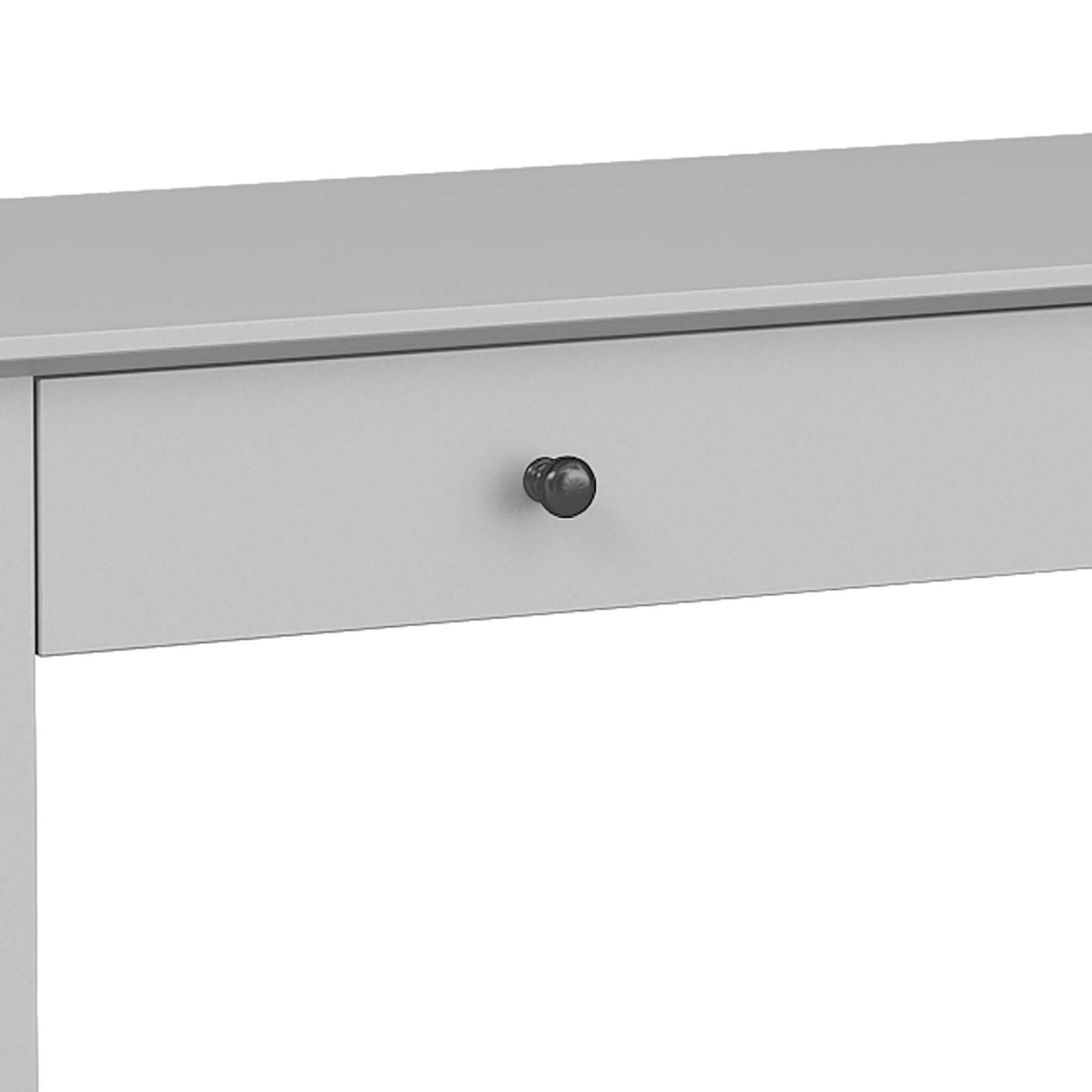 close up of gunmetal grey handles on the Elgin Grey Home Office Desk
