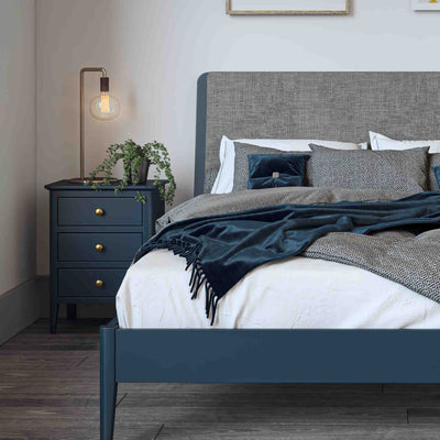 Stirling Blue 3 Drawer Bedside Table