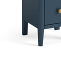 close up of tapered legs on the Stirling Blue Narrow Bedside Table