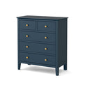 Stirling Blue Tall Chest of 5 Drawers from Roseland Furniture