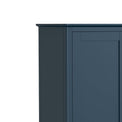 close up of sleek top edge on the Stirling Blue Triple Wardrobe