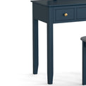 close up tapered legs on the Stirling Blue Dressing Table Set 