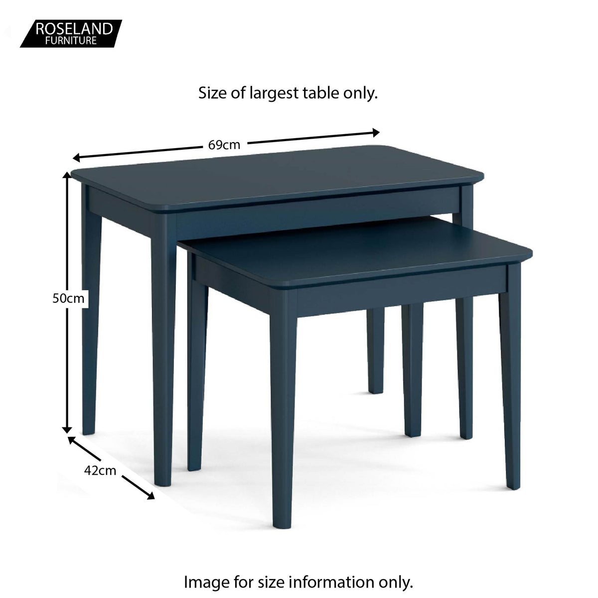 Stirling Blue Nest of Tables size guide