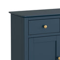 close up of the sleek top edge on the Stirling Blue Mini Sideboard Cabinet