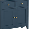 close up of the gold handles on the Stirling Blue Mini Sideboard Cabinet
