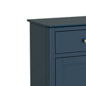close up of the sleek top edge on the Stirling Blue Small Sideboard Cabinet
