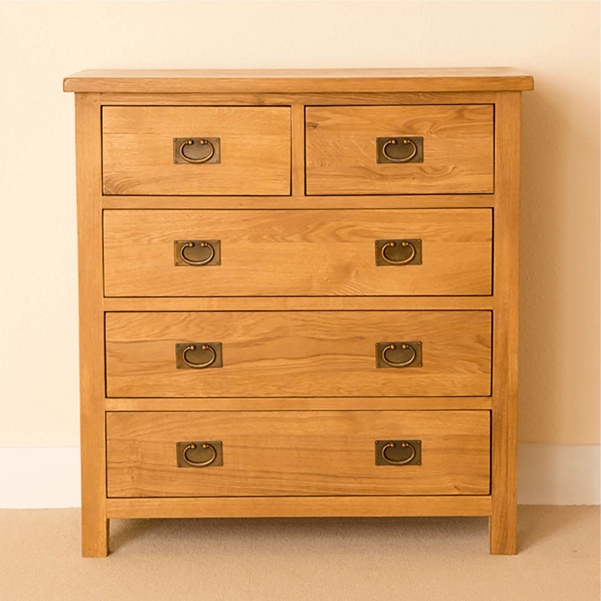 Lanner Oak 2 over 3 Drawer Chest front view
