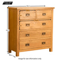 Lanner Oak 2 over 3 Drawer Chest of Drawers - Size Guide