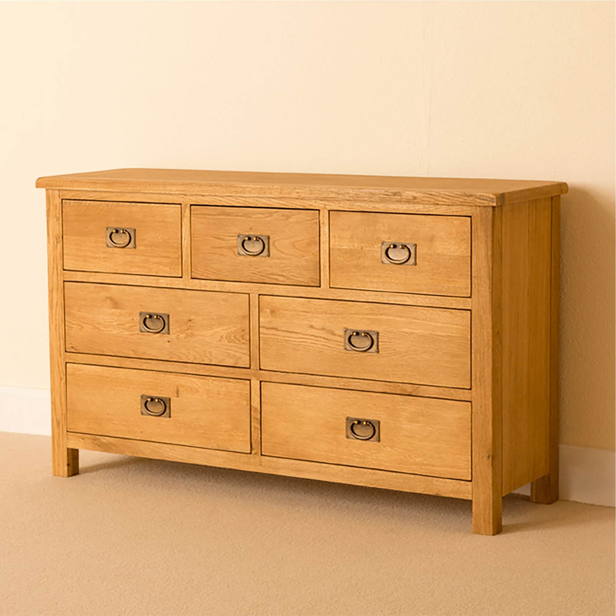 Lanner Oak 3 over 4 Drawer Chest Unit by Roseland Furniture