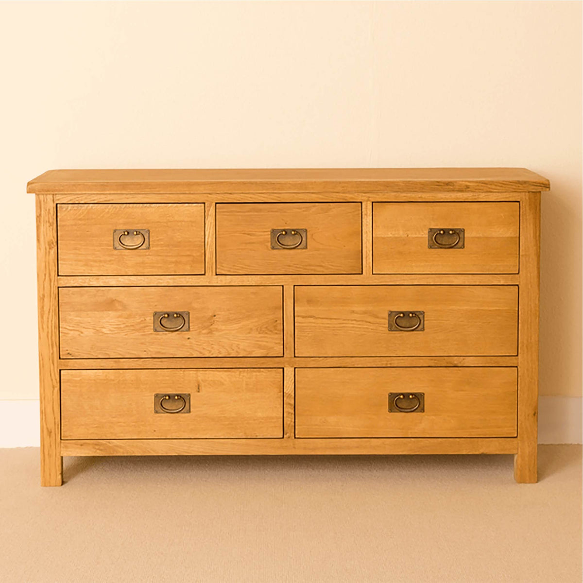 Lanner Oak 3 over 4 Drawer Chest front view