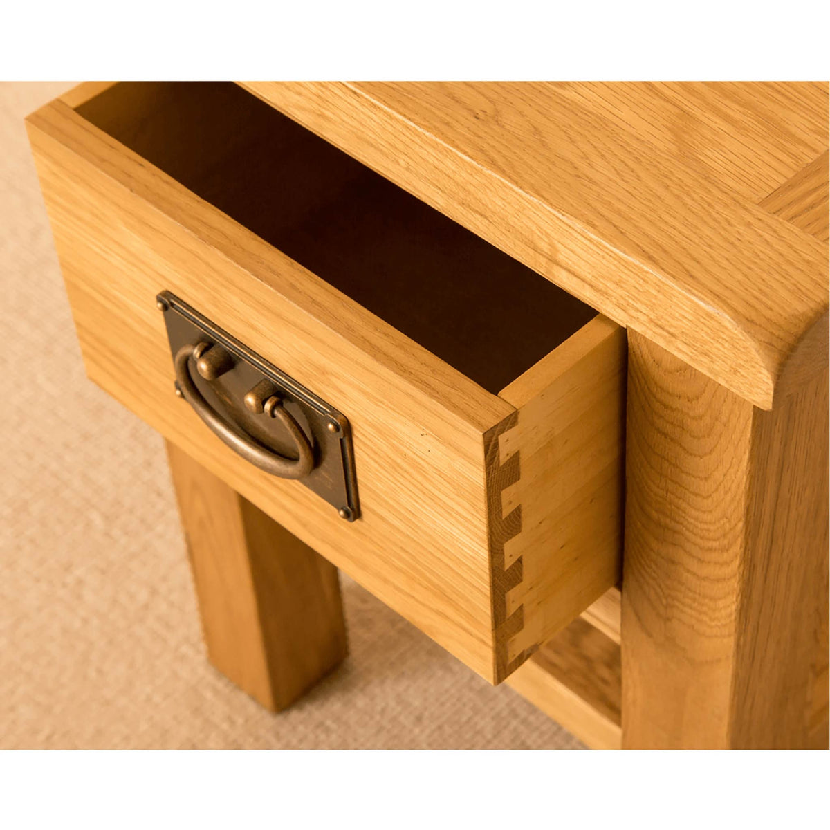 Lanner Oak Lamp Table drawer dovetail joint view