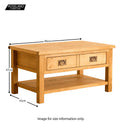 Lanner Oak Coffee Table - Size Guide