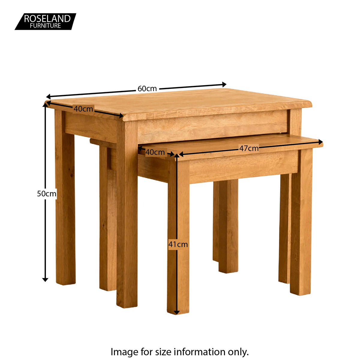 Lanner Oak Nest of Tables - Size Guide