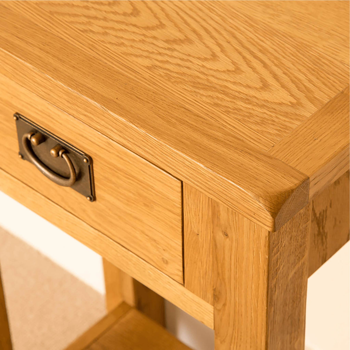 Lanner Oak Telephone Table drawer close up view