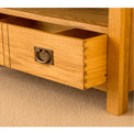 Lanner Oak Corner TV Stand drawer close up
