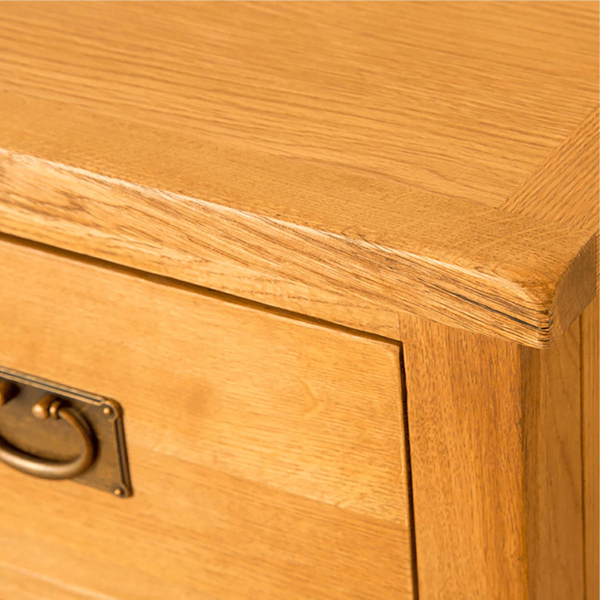 Lanner Oak Small Sideboard top corner drawer view