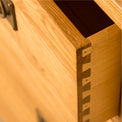 Lanner Oak Mini Sideboard drawer dovetail joint view