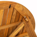 Henley Acacia Wooden 4 Seat Dining Set close up of folding mechanism