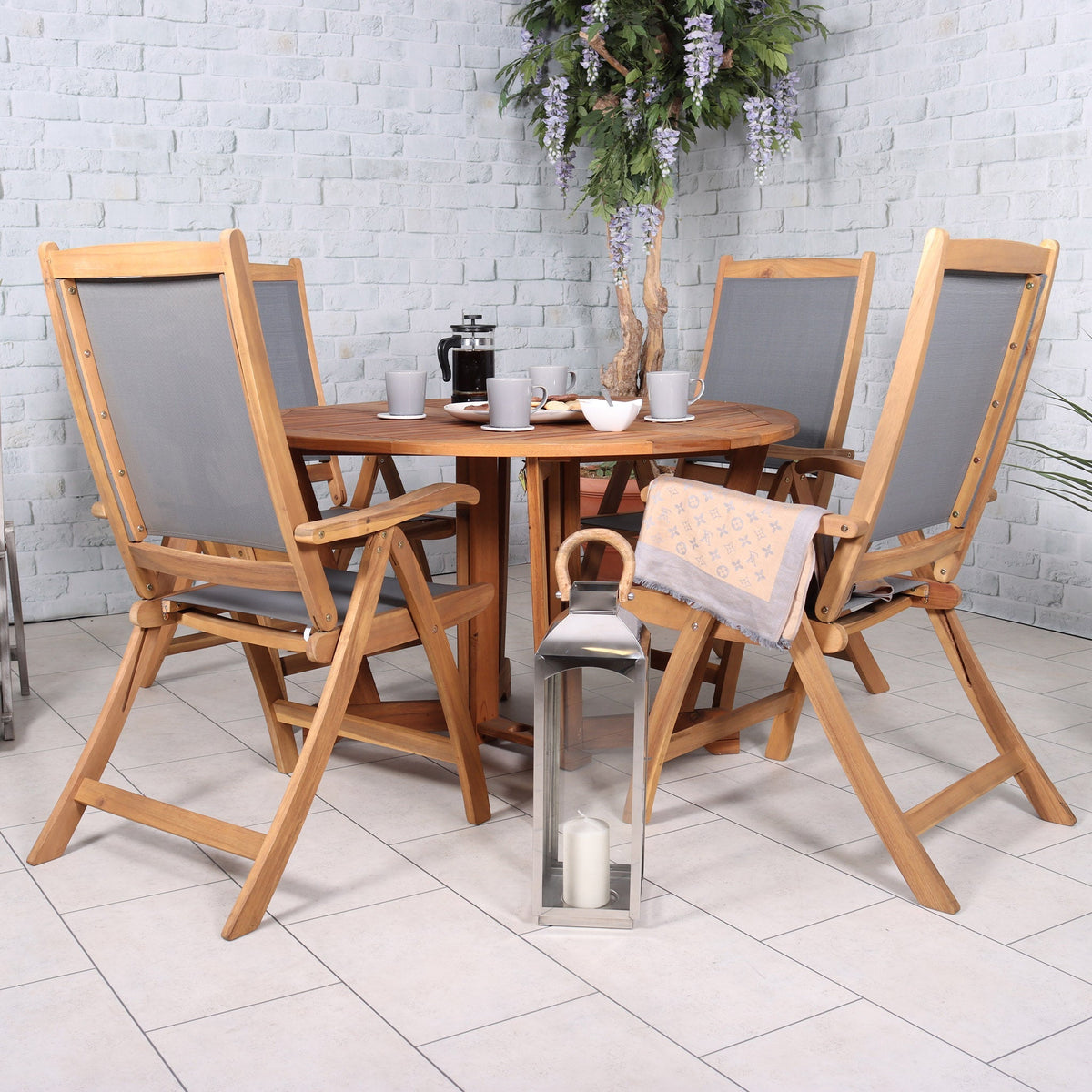 Henley Acacia Wooden 4 Seat Dining Set and Chairs