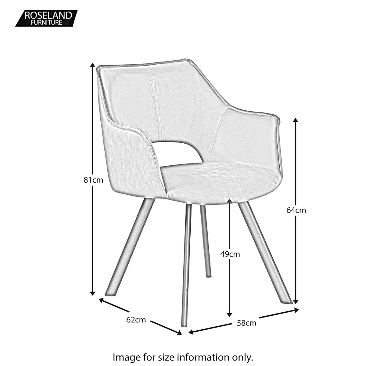 Harley Dining Chair - Size Guide