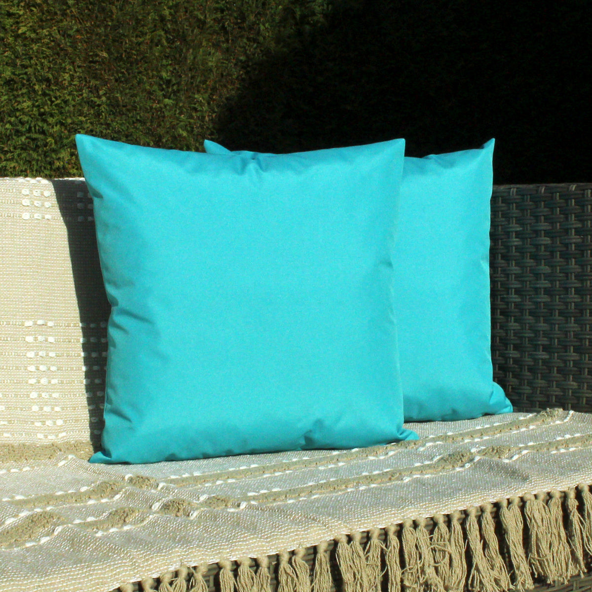 Plain 55X55 Outdoor Polyester Cushion Aqua 2 Pack
