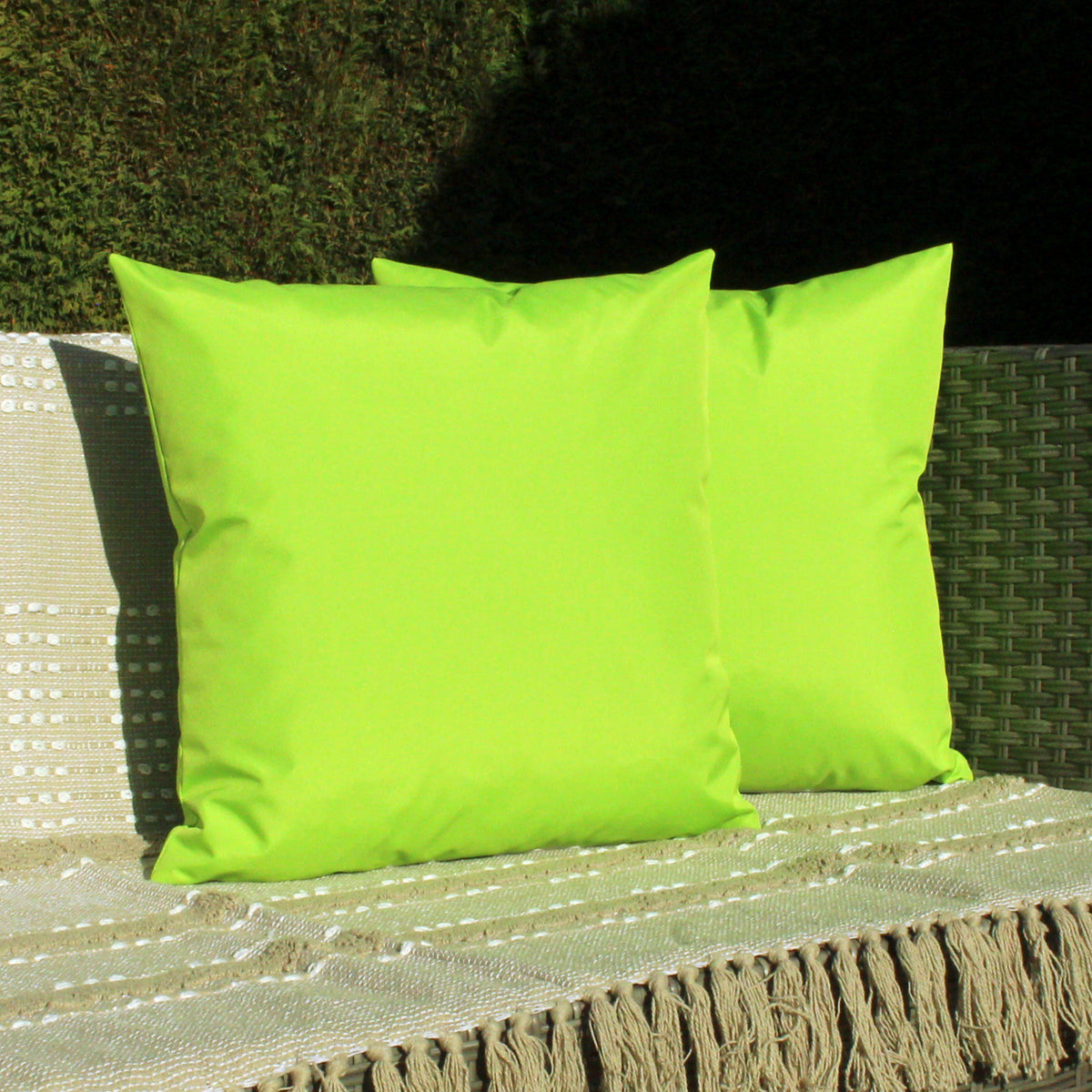 Plain 55X55 Outdoor Polyester Cushion Lime 2 Pack