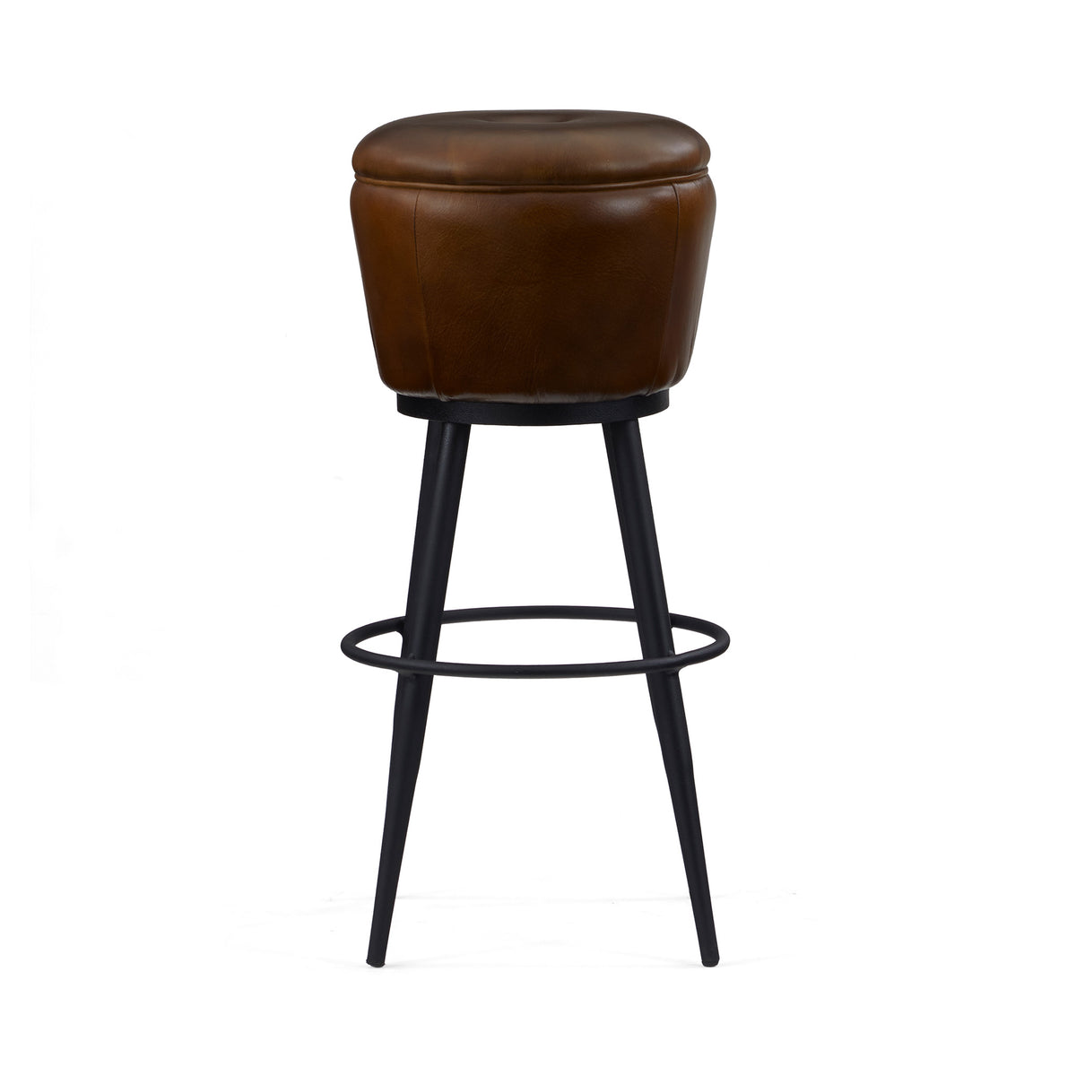 Manta Vintage Brown Round Leather Bar Stool