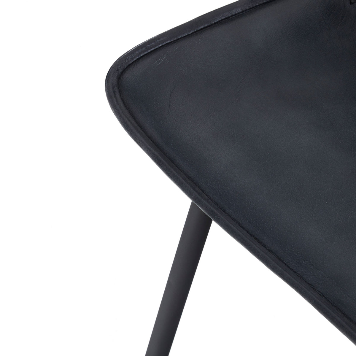 Elgin Brown Leather Breakfast Bar Stool close up of seat edge
