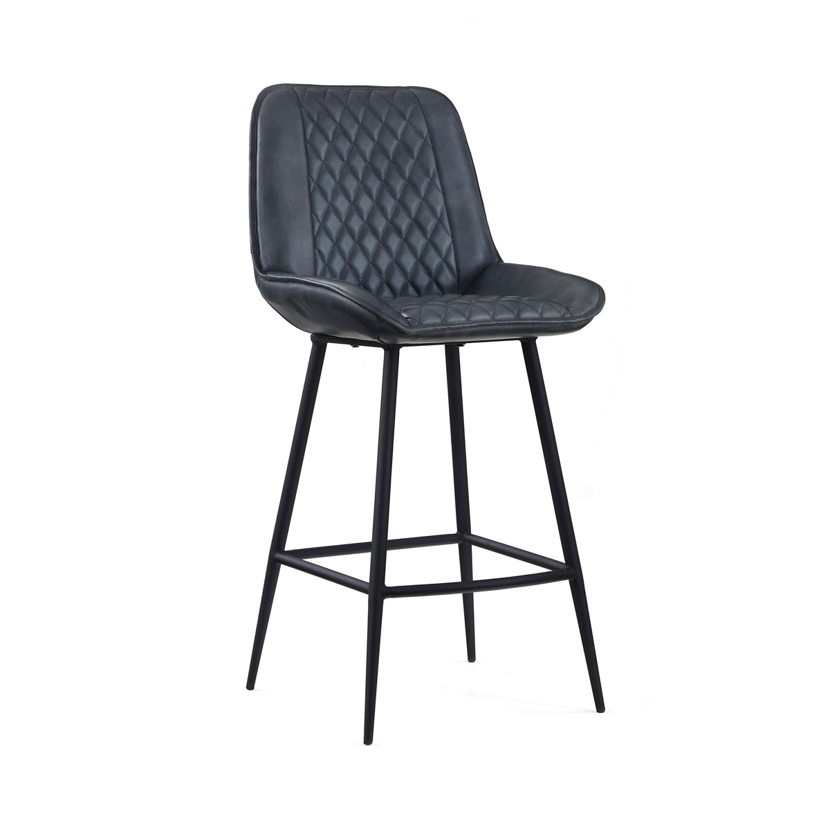 Rex Grey Quilted Leather Breakfast Bar Stool  from Roseland Furniture